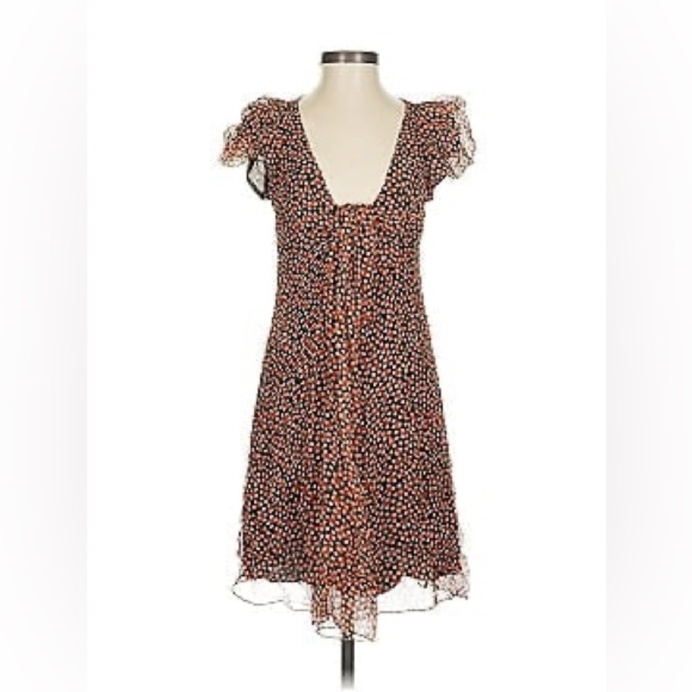 Y2K Max Studio MSSP Polka Dot Dress Silk Black Beige Red Vintage Large